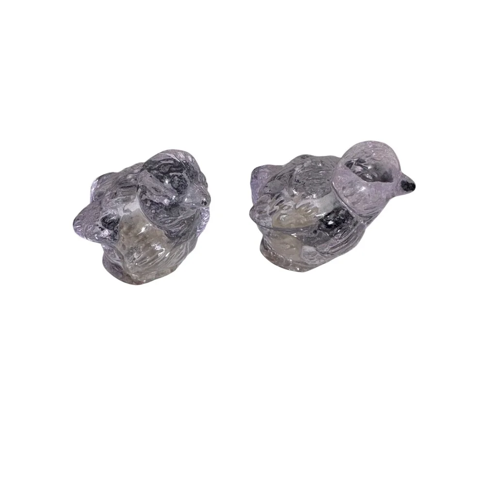 Vintage Clear Glass Chick Salt and Pepper‎ Shakers Set Rare Bird Figurines
